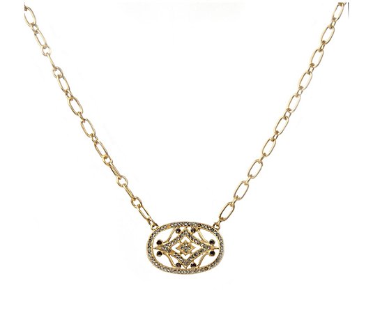 Marlyn Schiff Pave Vintage Design Necklace