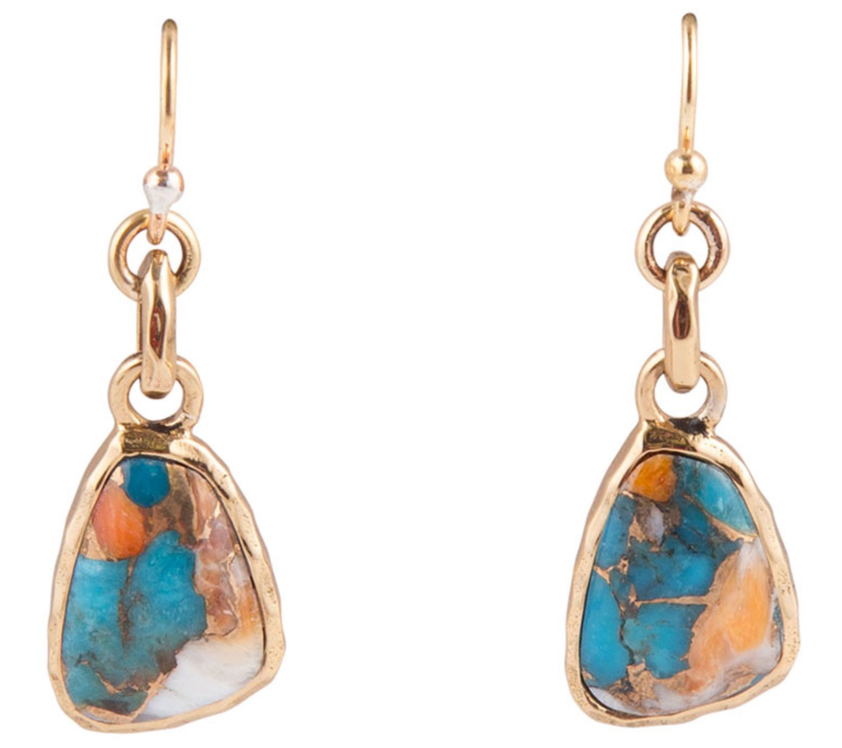 Barse Composite Turquoise w/ Infused Metal M atix Earrings - QVC.com