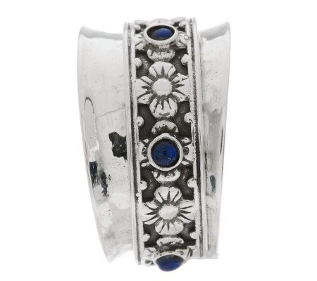 Or Paz Sterling Gemstone Floral Design Spinner Ring - QVC.com