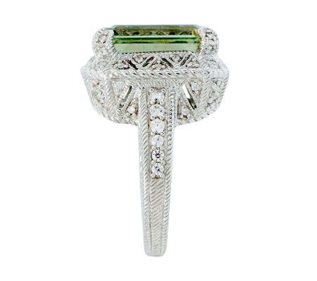 Judith Ripka Sterling 6.25ct Mint Quartz Emerald Cut Cocktail Ring ...