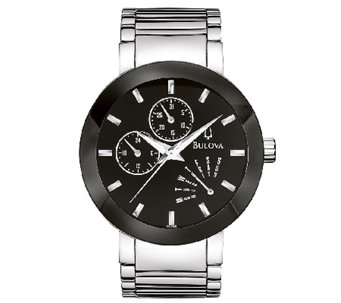Bulova Men's Stainless Steel Black Dial Watch - J316466