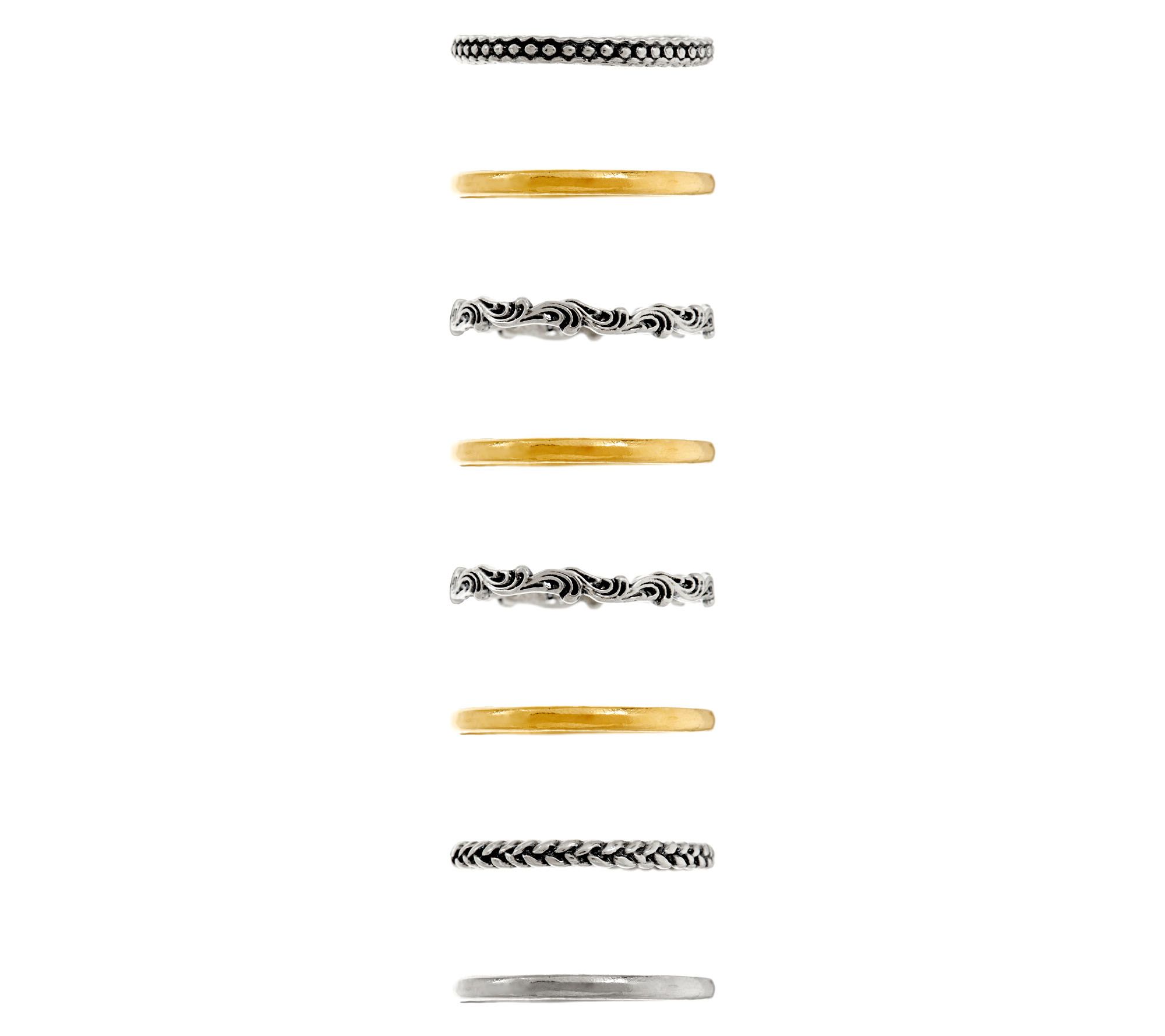 Or Paz Sterling Silver Set of 8 Stack Rings - QVC.com