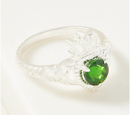 JMH Jewellery Sterling Silver & Chrome Diopside Claddagh Ring