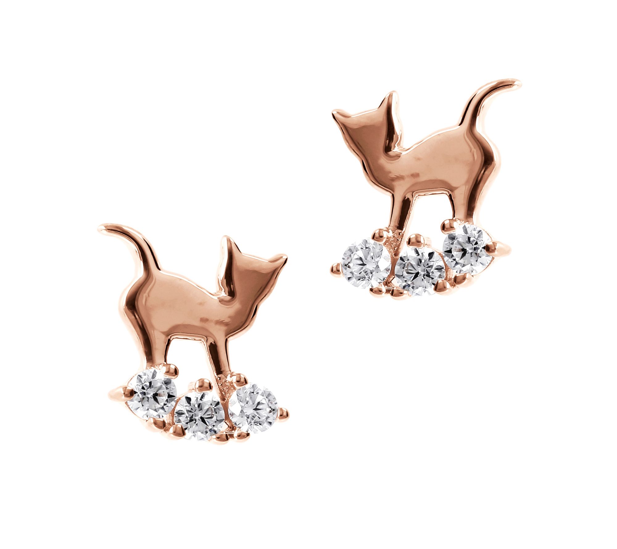 Diamonique 0.30 cttw Cat Stud Earrings, Sterlin g Silver
