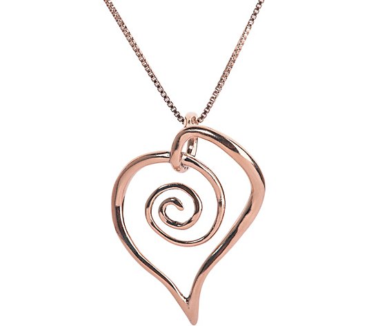 Loving Family Sterling & 14K Spiral Heart Necklace - QVC.com