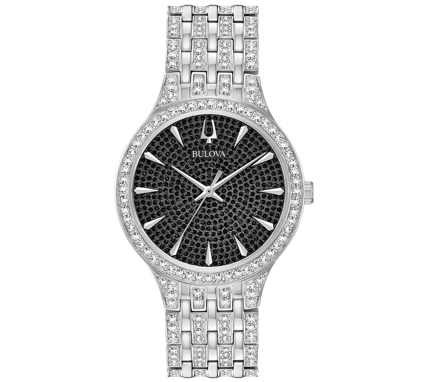 Bulova Men's Phantom Stainless Crystal Watch, Black Dial