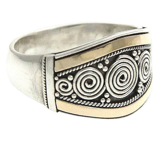 Novica Artisan Crafted Sterling/18K Swirl Ring