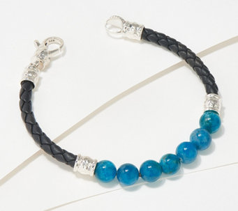 Unique Blue Faux Turquoise Stone & Silver Tone Knot Bead Fashion Bracelet