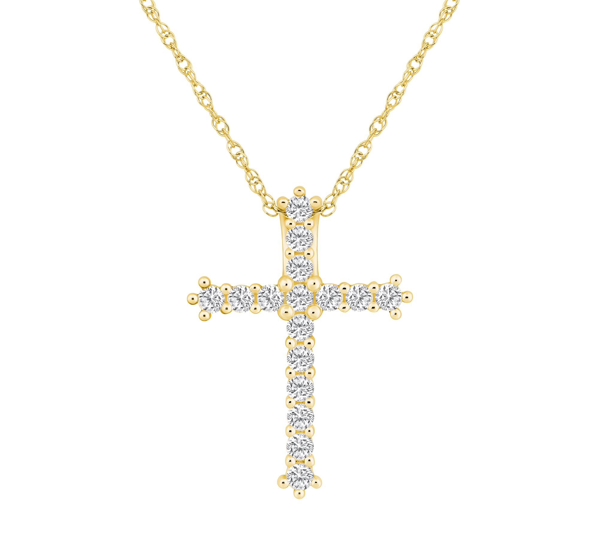 Affinity 0.75 cttw Diamond Cross Pendant w/ Cha in, 14K