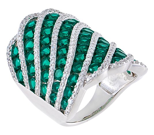 Diamonique 4.05 cttw Simulated Emerald Dome Ring, Sterling