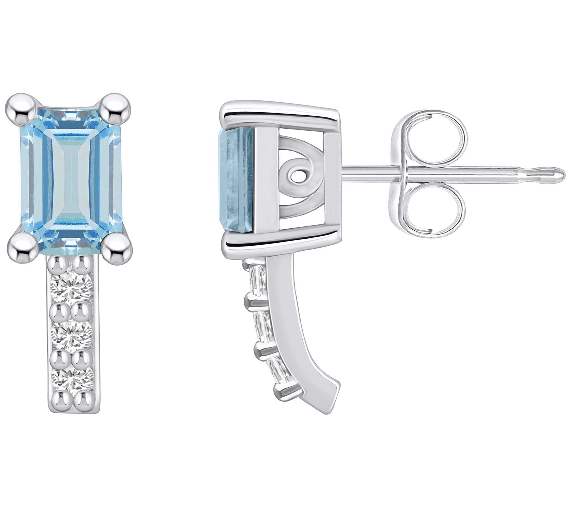 Affinity Gems 14K 1.00 cttw Aquamarine 0.10 cttDiamond Studs