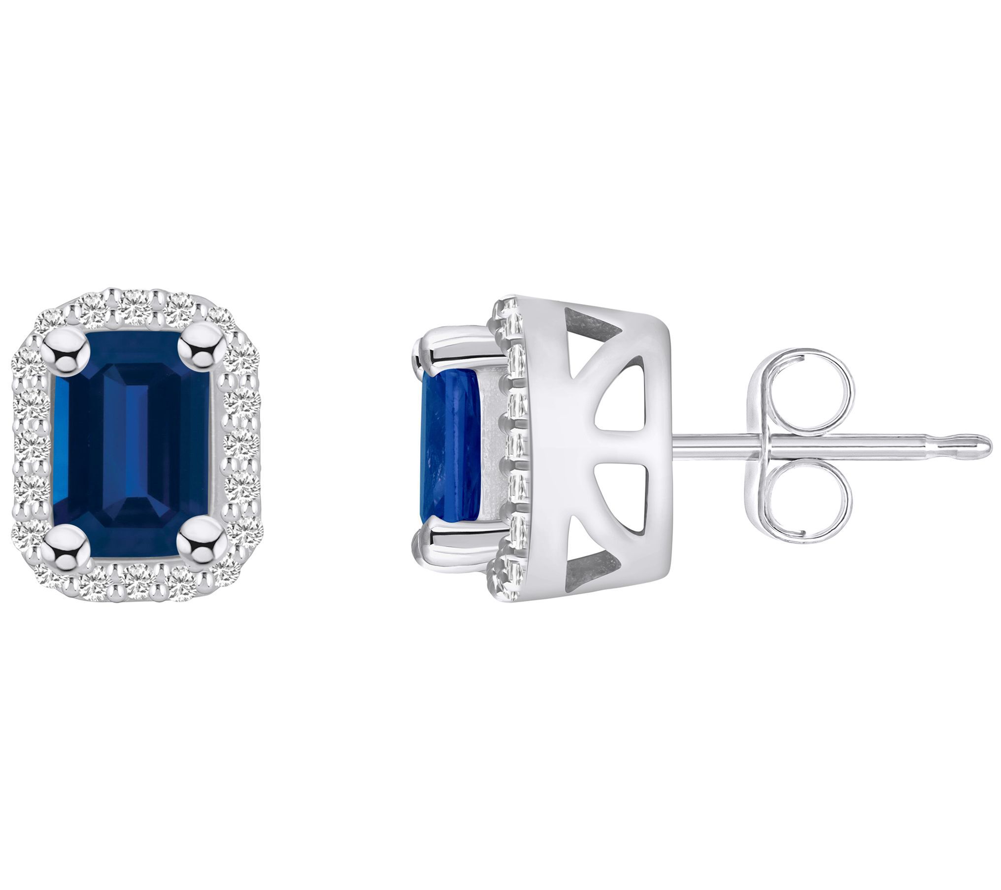 Affinity Gems 14K White Gold Gemstone & DiamondHalo Studs
