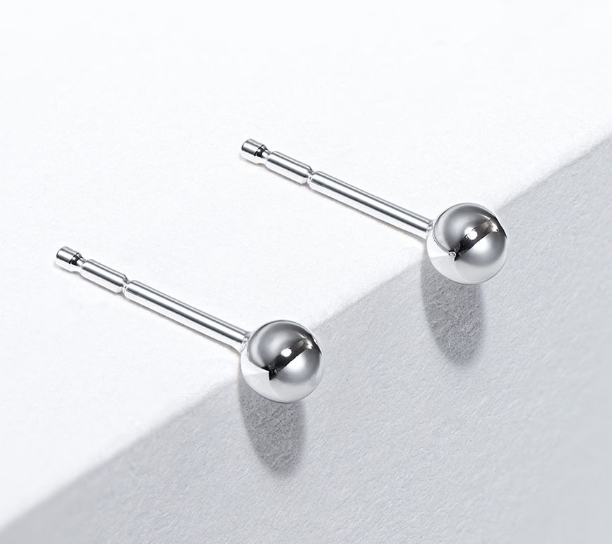 High Polished Ball Stud Earrings, 18K Gold Clad Sterling