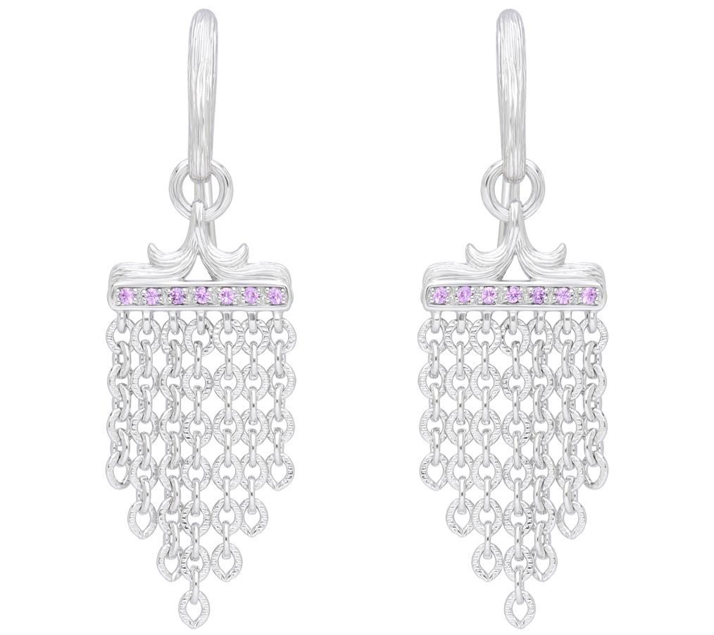 Ariva Sterling Pink Sapphire Chandelier Chain Earrings