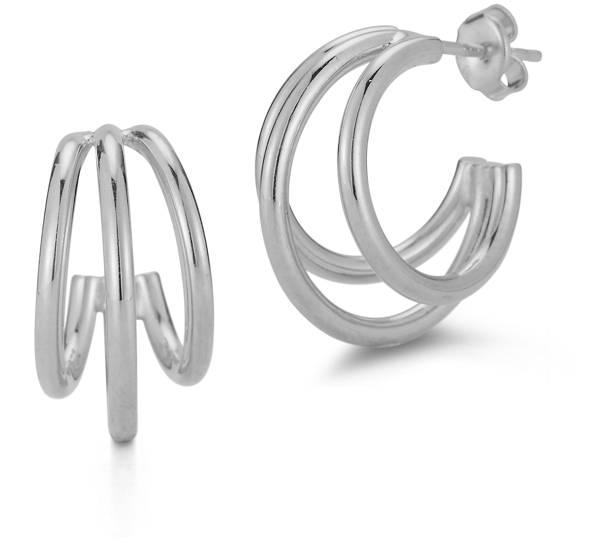 Sterlina Silver Triple Hoop Earrings, Sterling