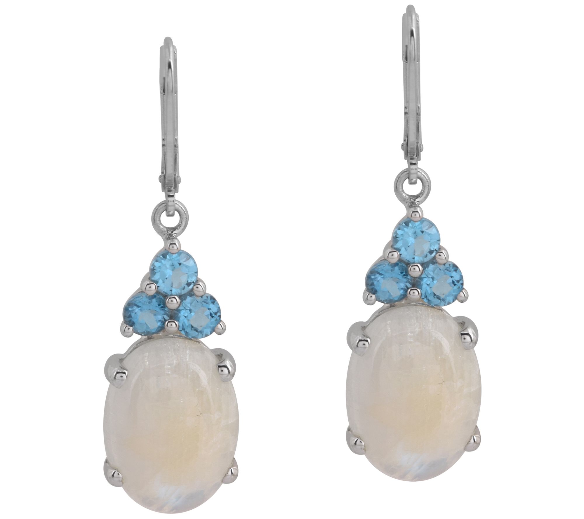 Affinity Gems Blue Topaz & Moonstone Dangle Earrings, Sterling