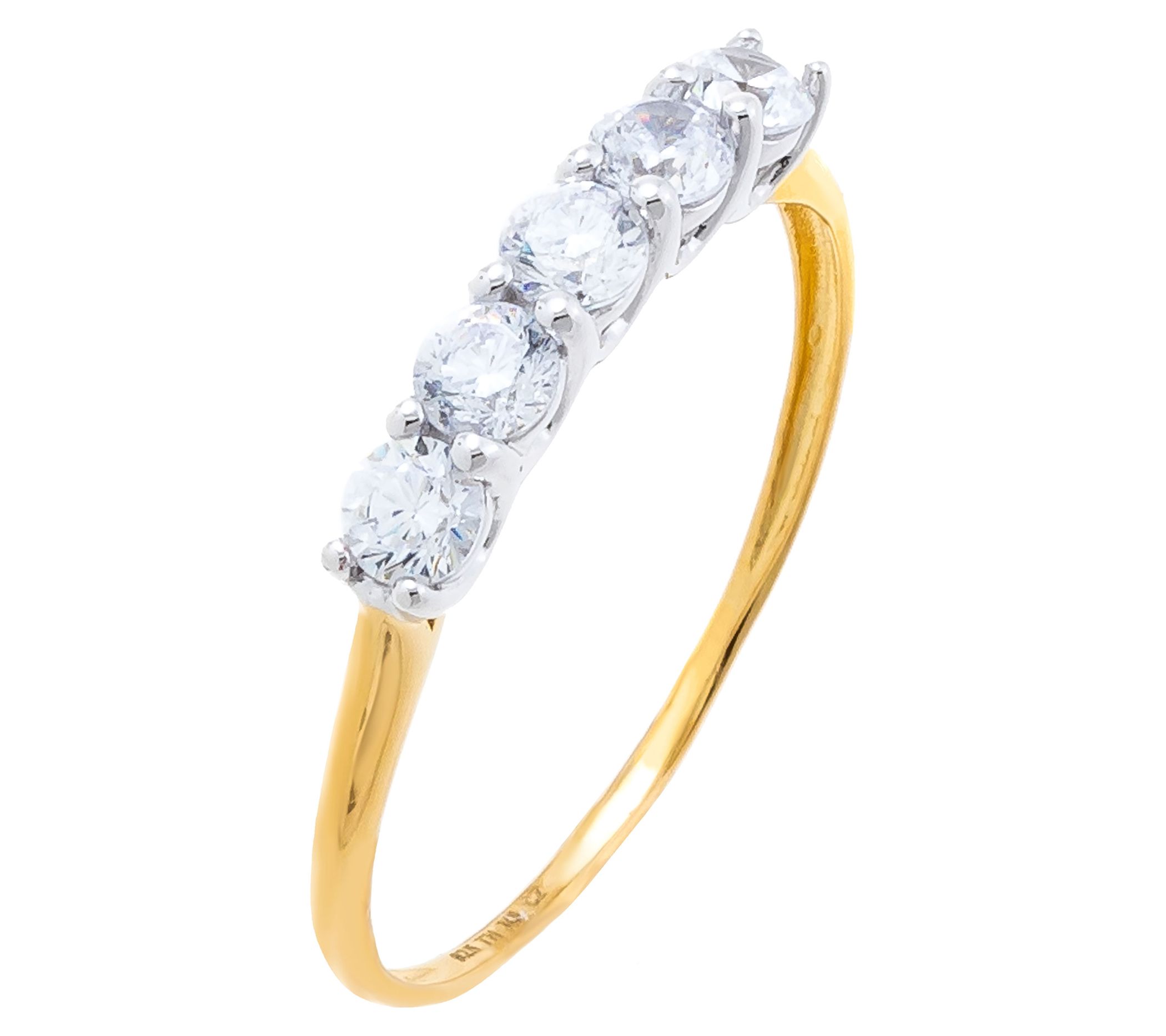 Diamonique 0.55 cttw Round 5-Stone Band Ring, Serling Silver