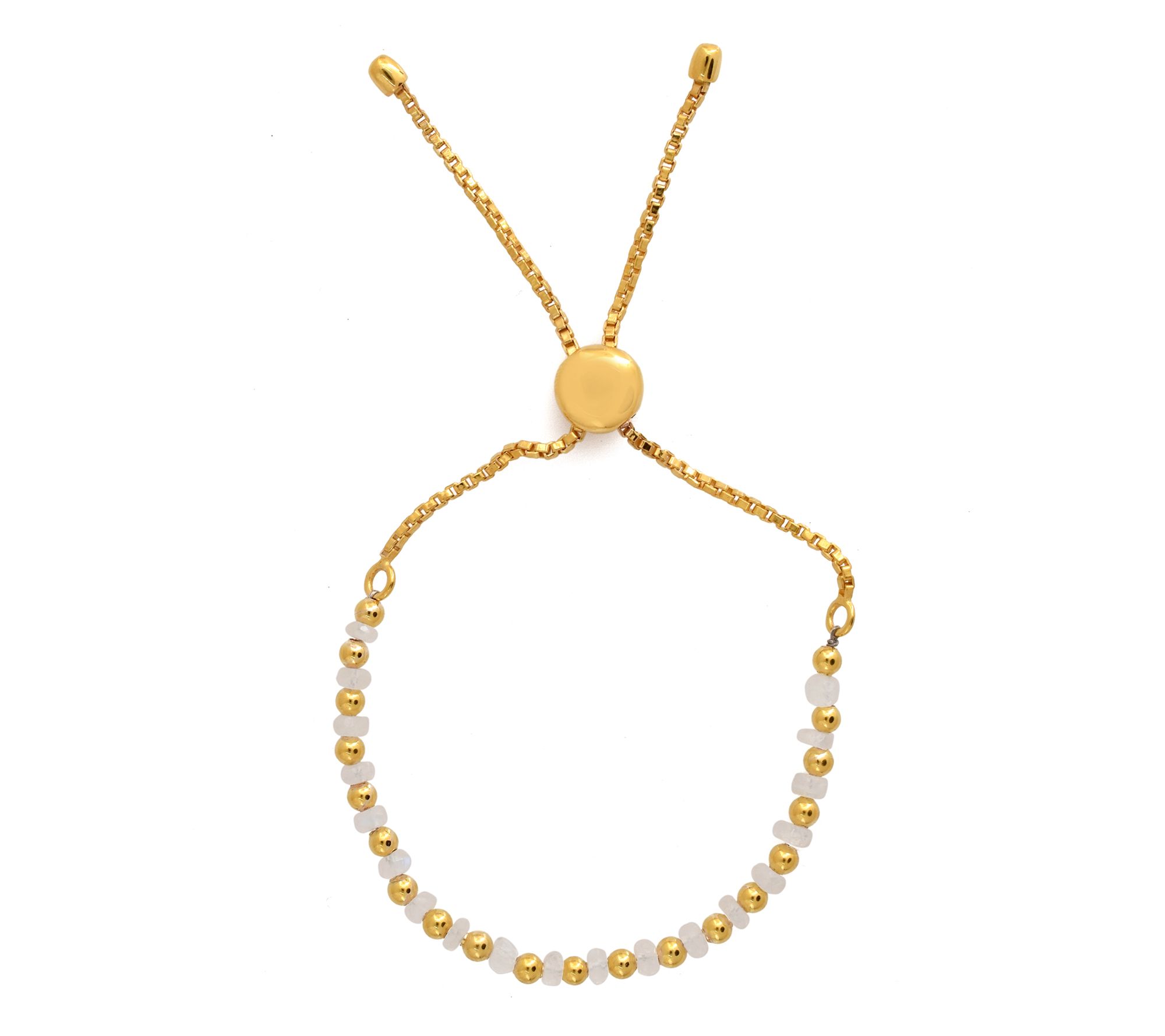 14K Rose Gold Plated Moonstone Adjustable Friendship Bracelet