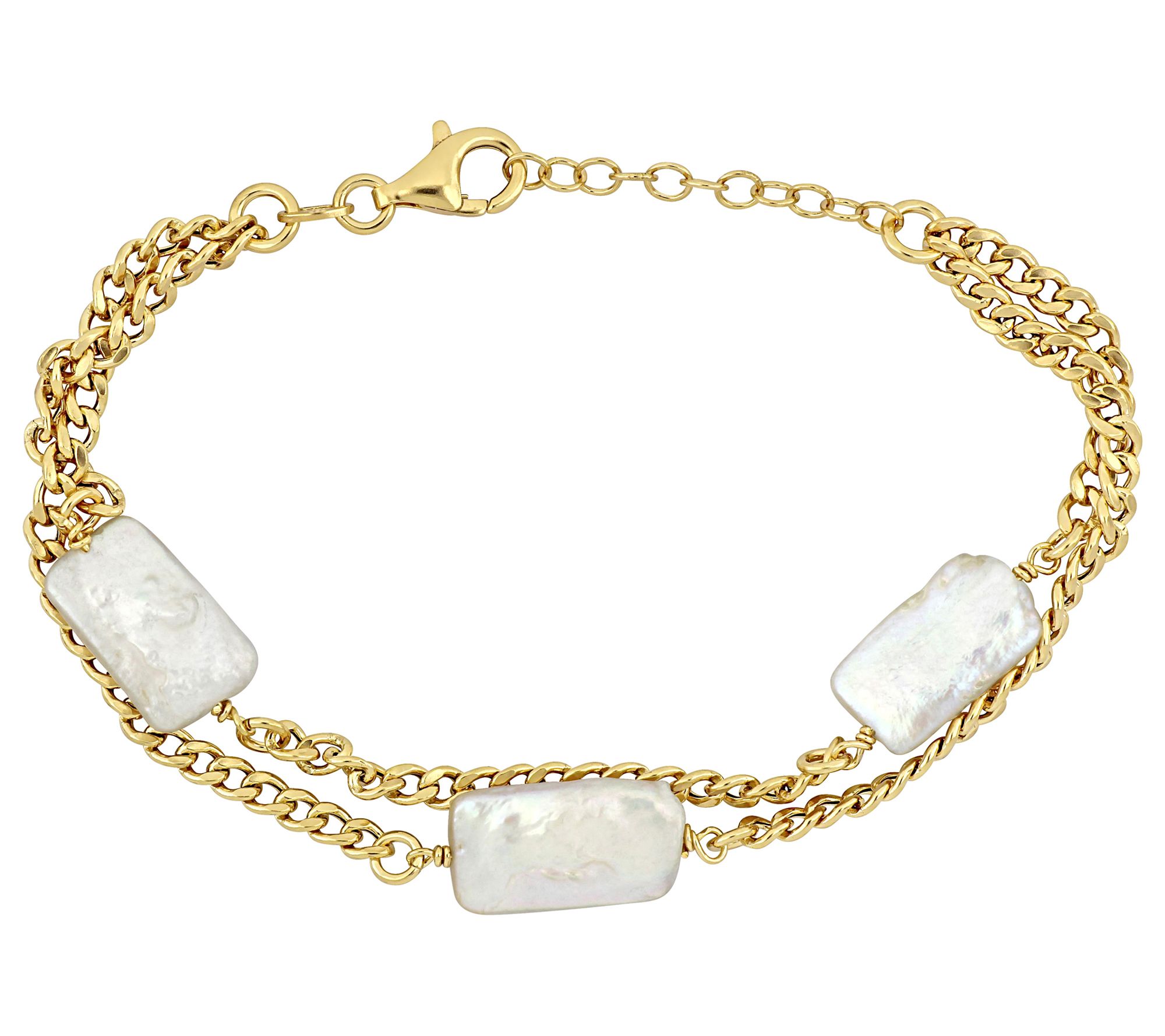 Affinity Cultured Pearl Goldtone Curb Link Brac elet, Sterling
