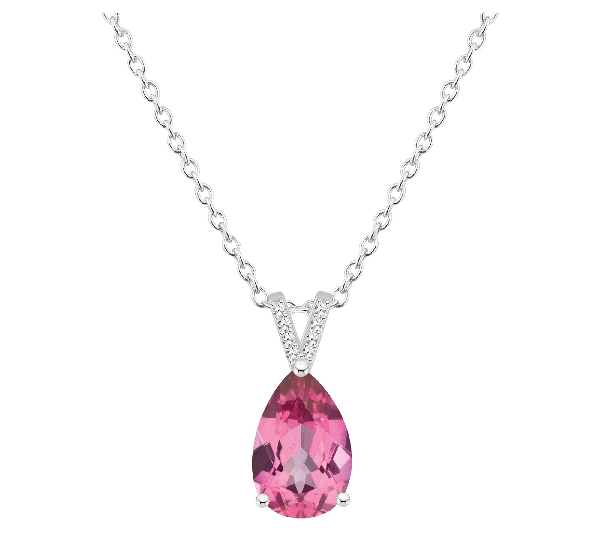 Affinity Gems Pear Topaz & Diamond Pendant w/ Chain, Sterling