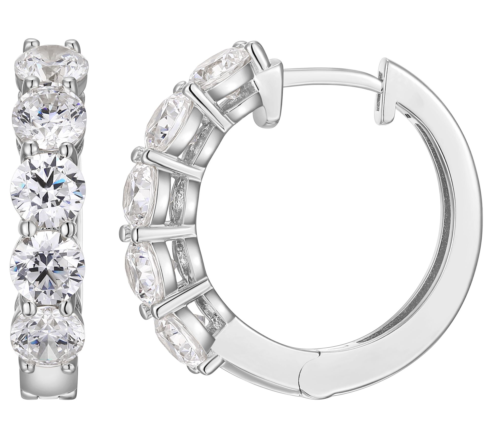 Sterling Silver 3.00 cttw Moissanite Hoop Earrings