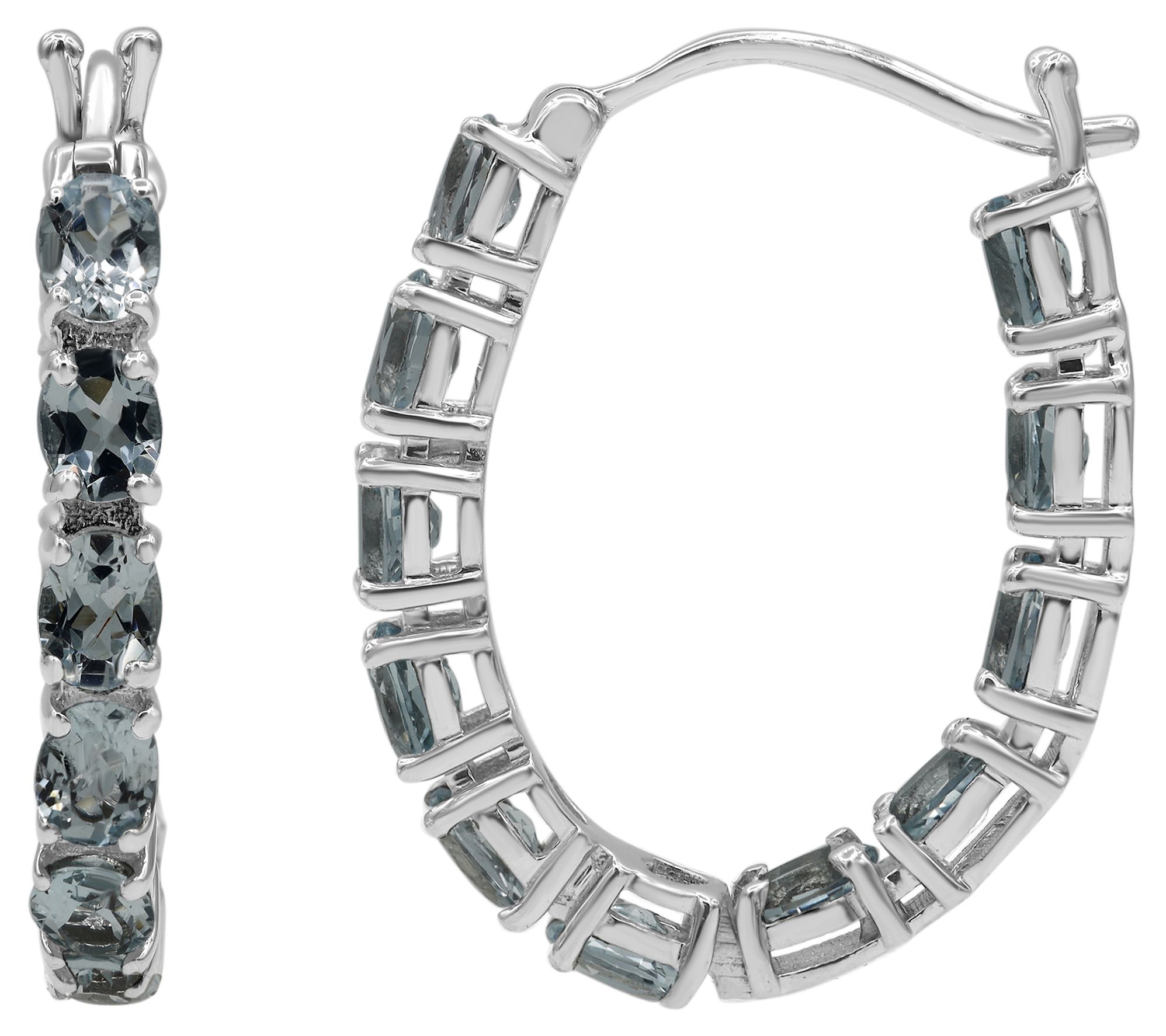 Affinity Gems Oval Gemstone Inside-Out Hoop Earrings, Sterling
