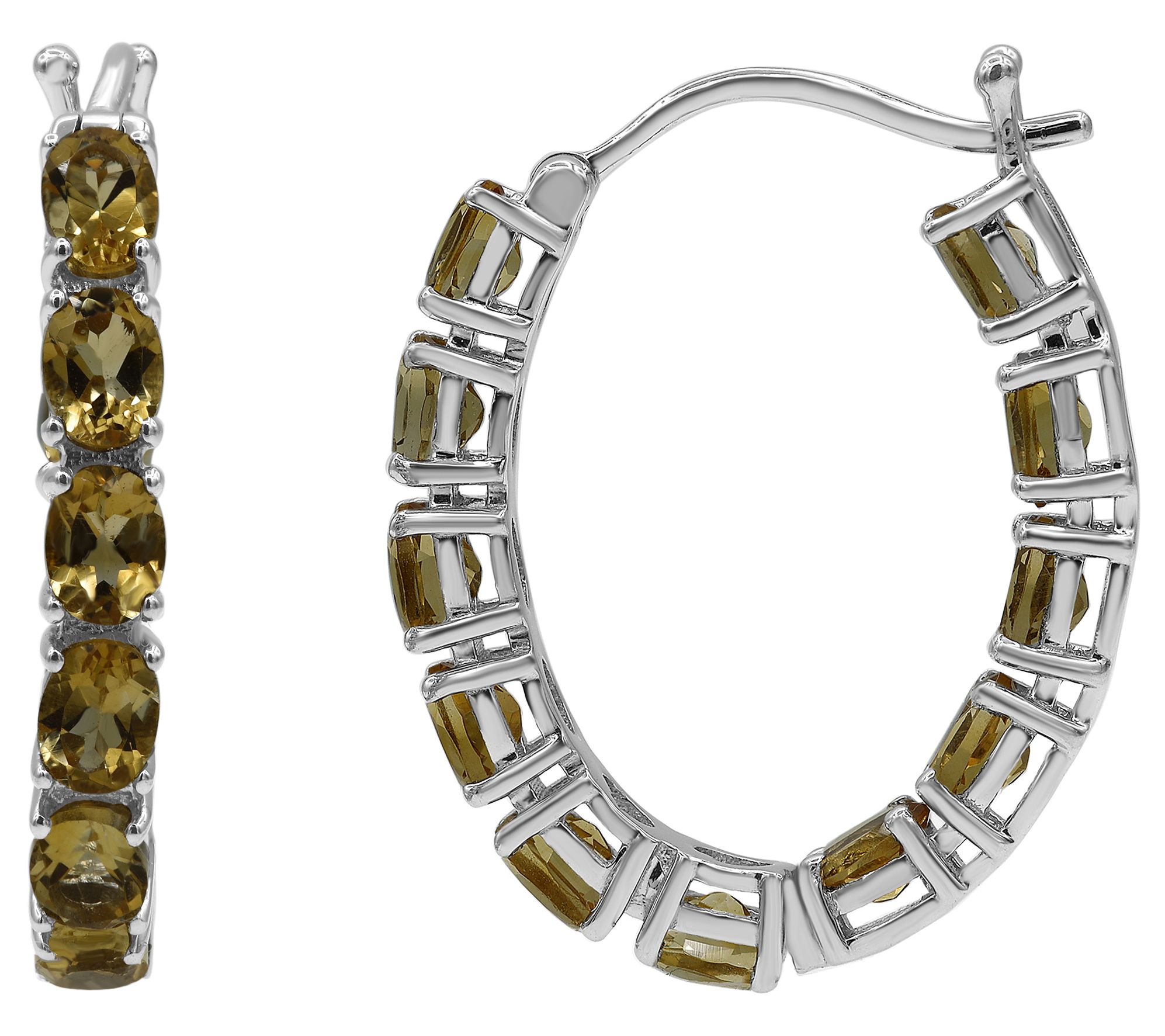 Affinity Gems Oval Gemstone Inside-Out Hoop Earrings, Sterling