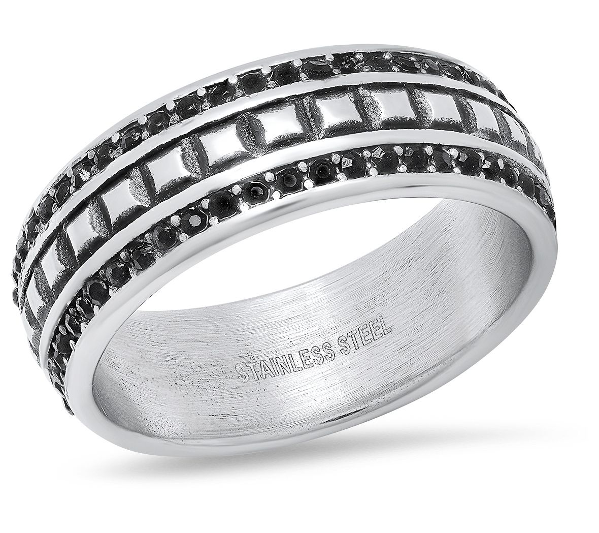 Steel By Design Men's Center Design Cubic Zirconia Band Ring