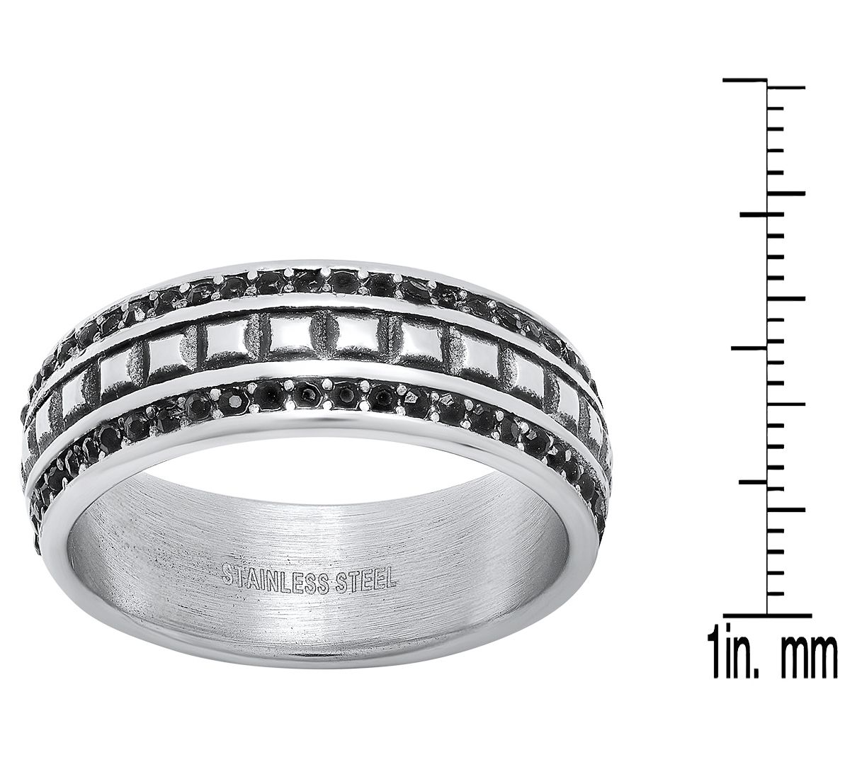 Steel By Design Men's Center Design Cubic Zirconia Band Ring - QVC.com