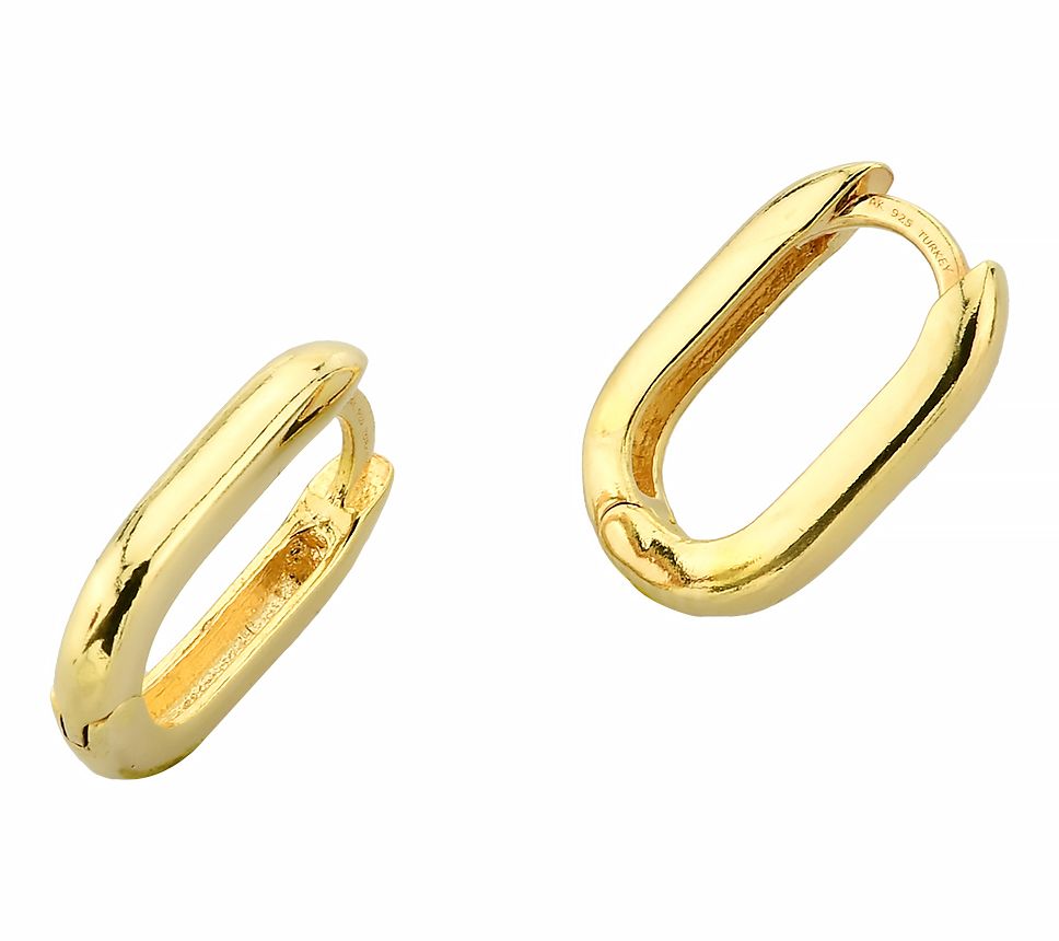 Silver Style Oval Huggie Hoop Earrings, Sterling