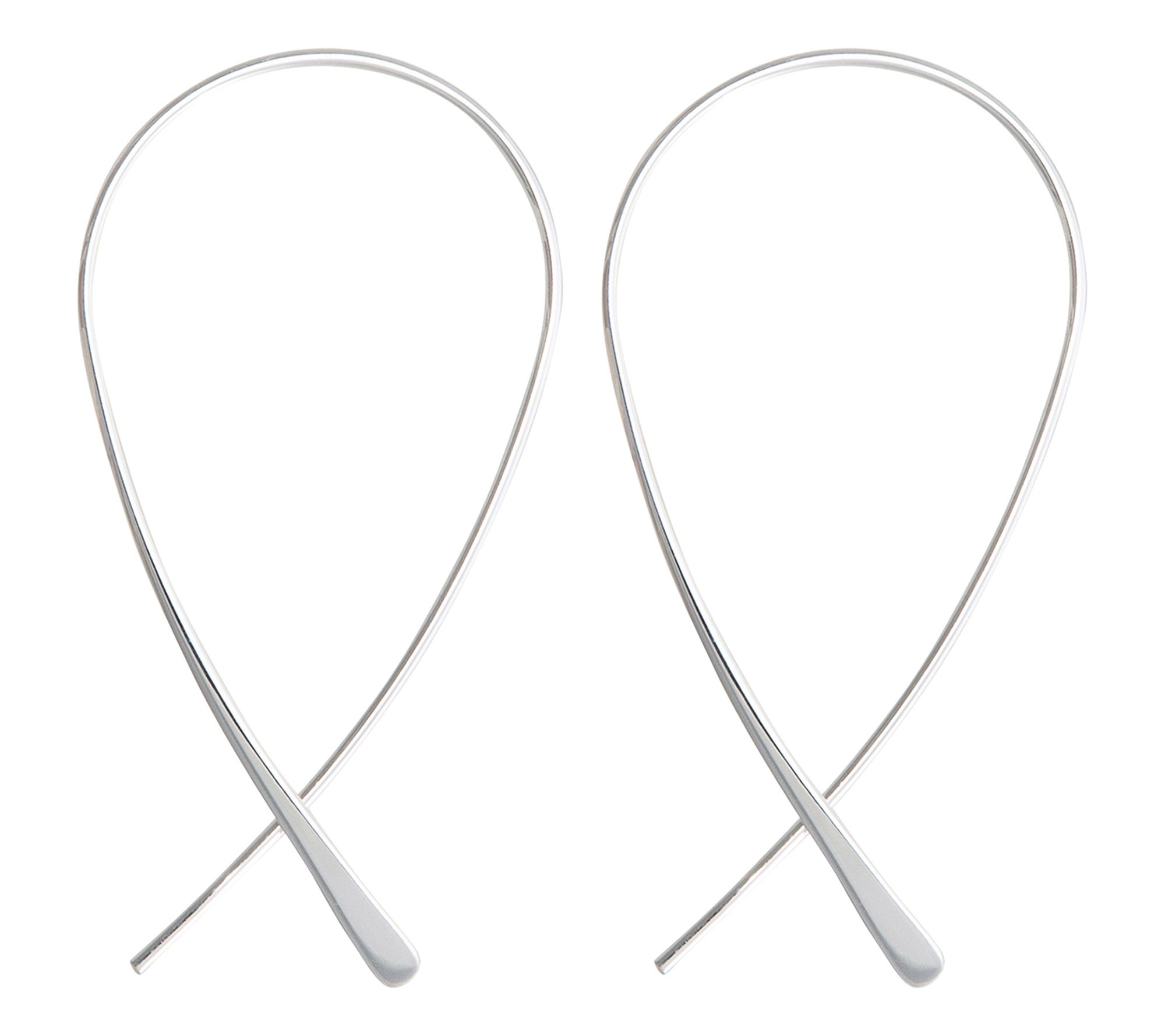 Silver Style Oval Threader Hoop Earrings, Sterlng