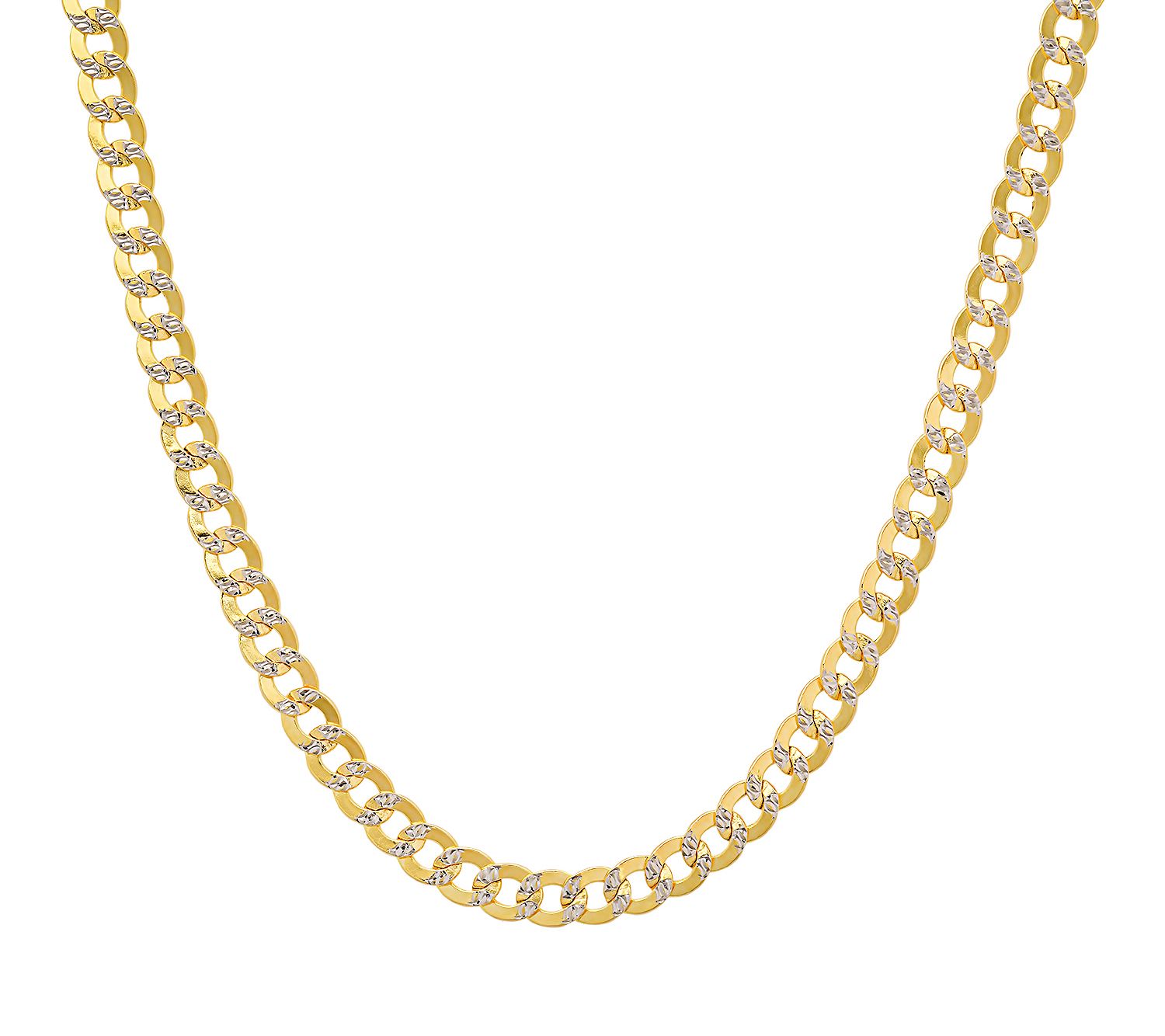 Mens 14K Gold Two-Tone 24" Diamond Cut Curb Link Chain