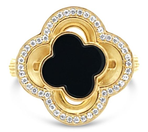 Ariva 18K Gold Clad Clover Gemstone & Diamonique Bristol Ring