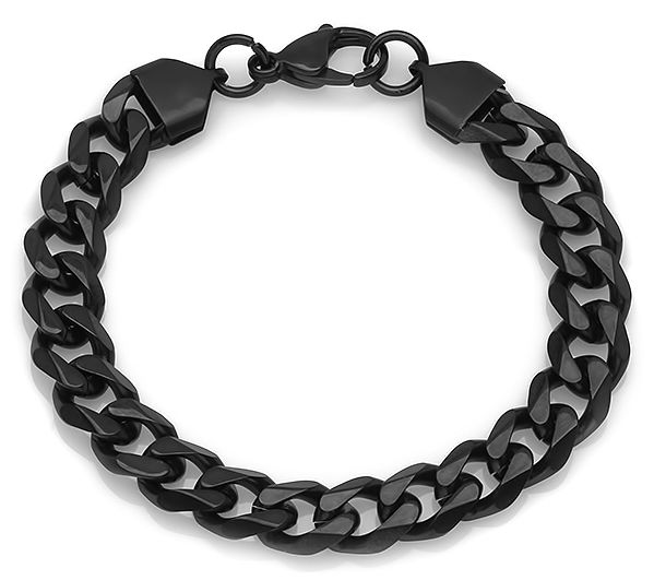 Steel By Design Men's Black IP Curb Chain LinkBracelet