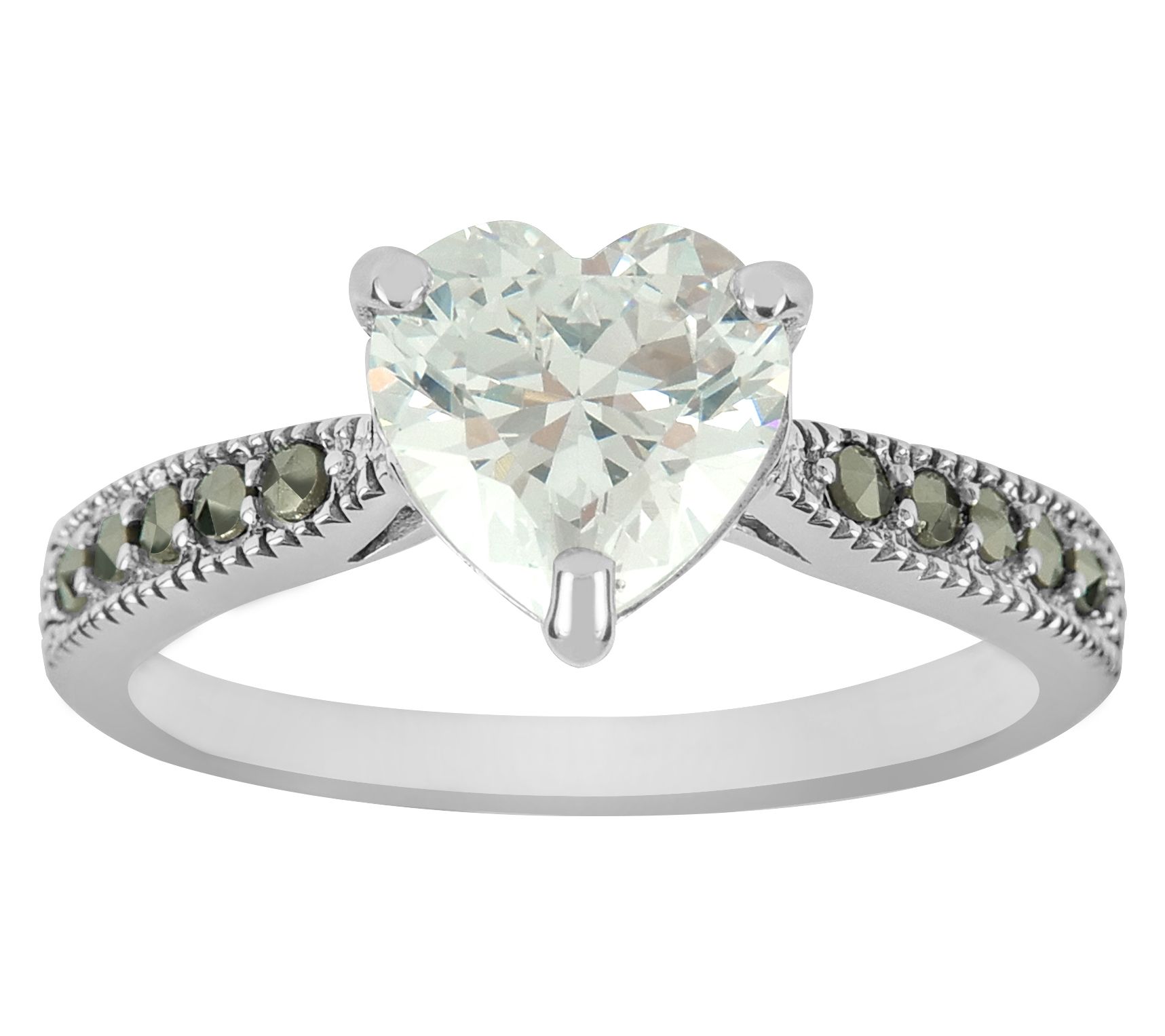 Suspicion Sterling Silver Diamonique& MarcasiteHeart Ring