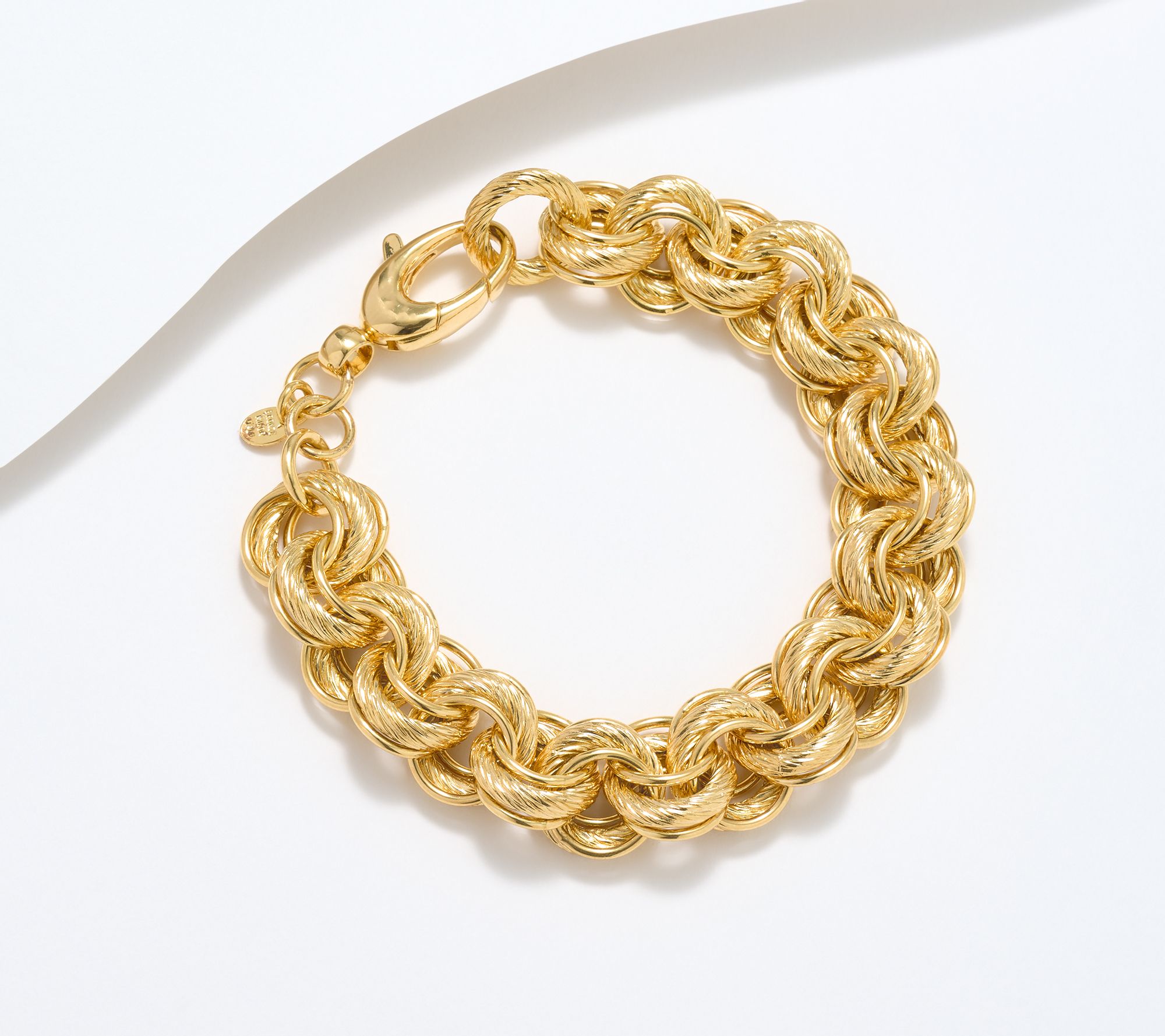 "As Is" David Markstein Bronze Polished & Ribbed Rolo Bracelet