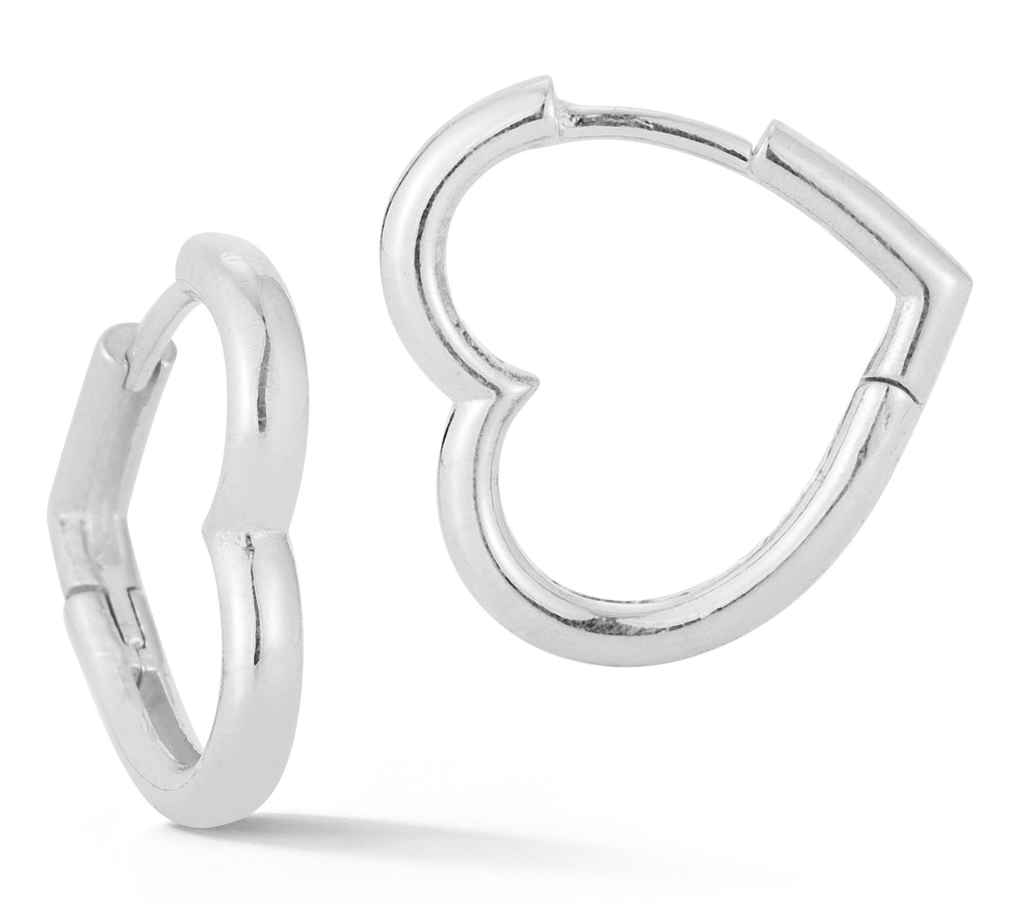 Sterlina Silver 3/4" Heart Hinged Hoop Earrings, Sterling
