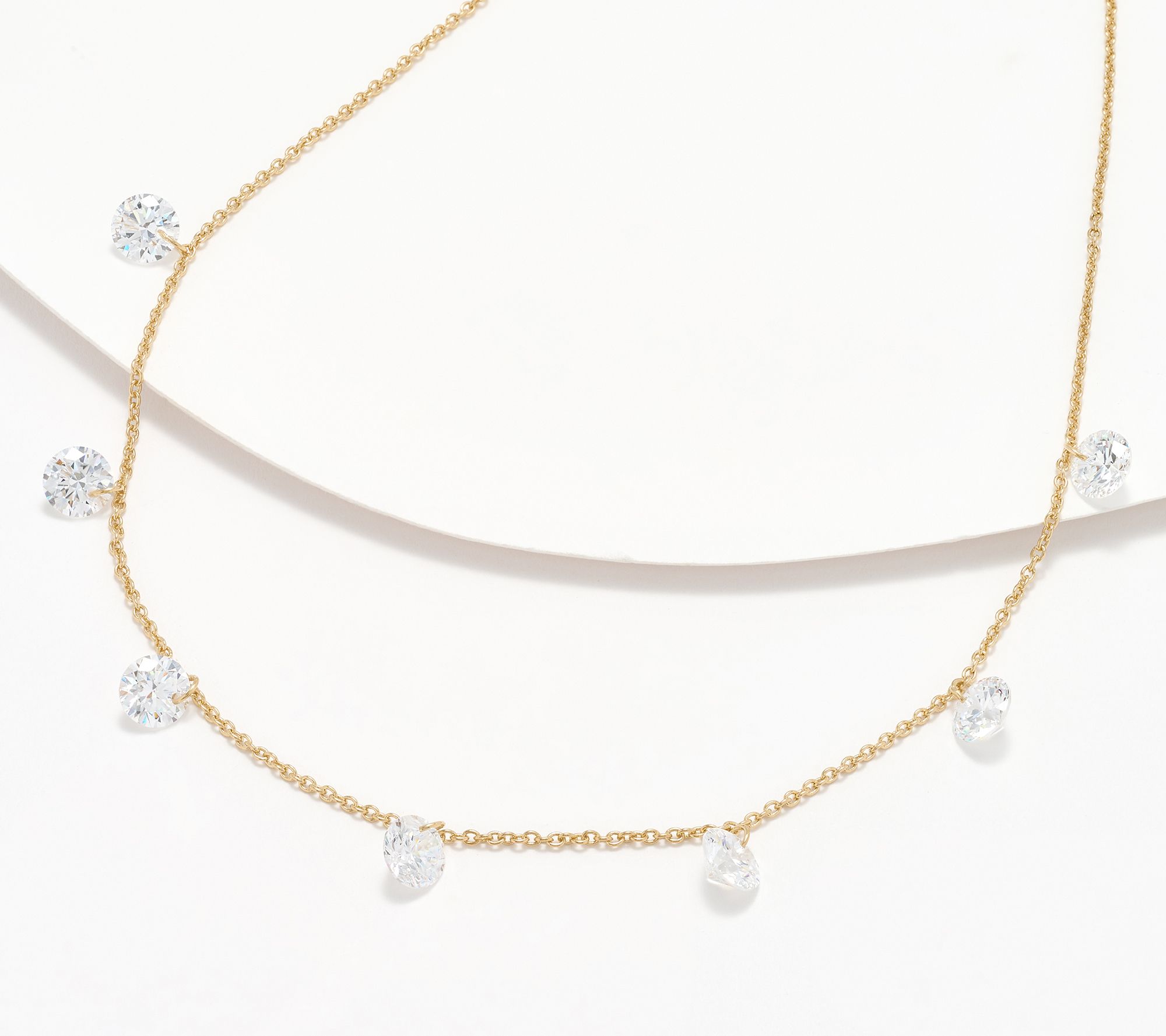 Diamonique Classics Round Station Necklace, Sterling Silver
