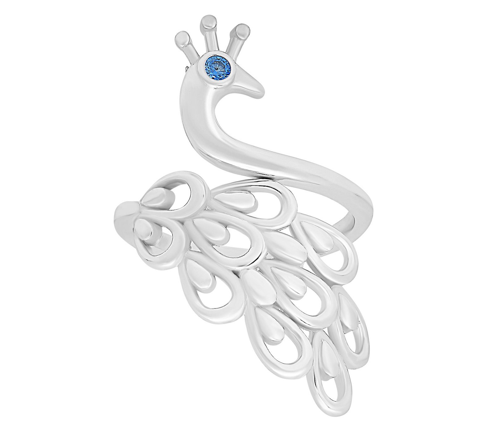 Diamonique Peacock Ring, Sterling Silver
