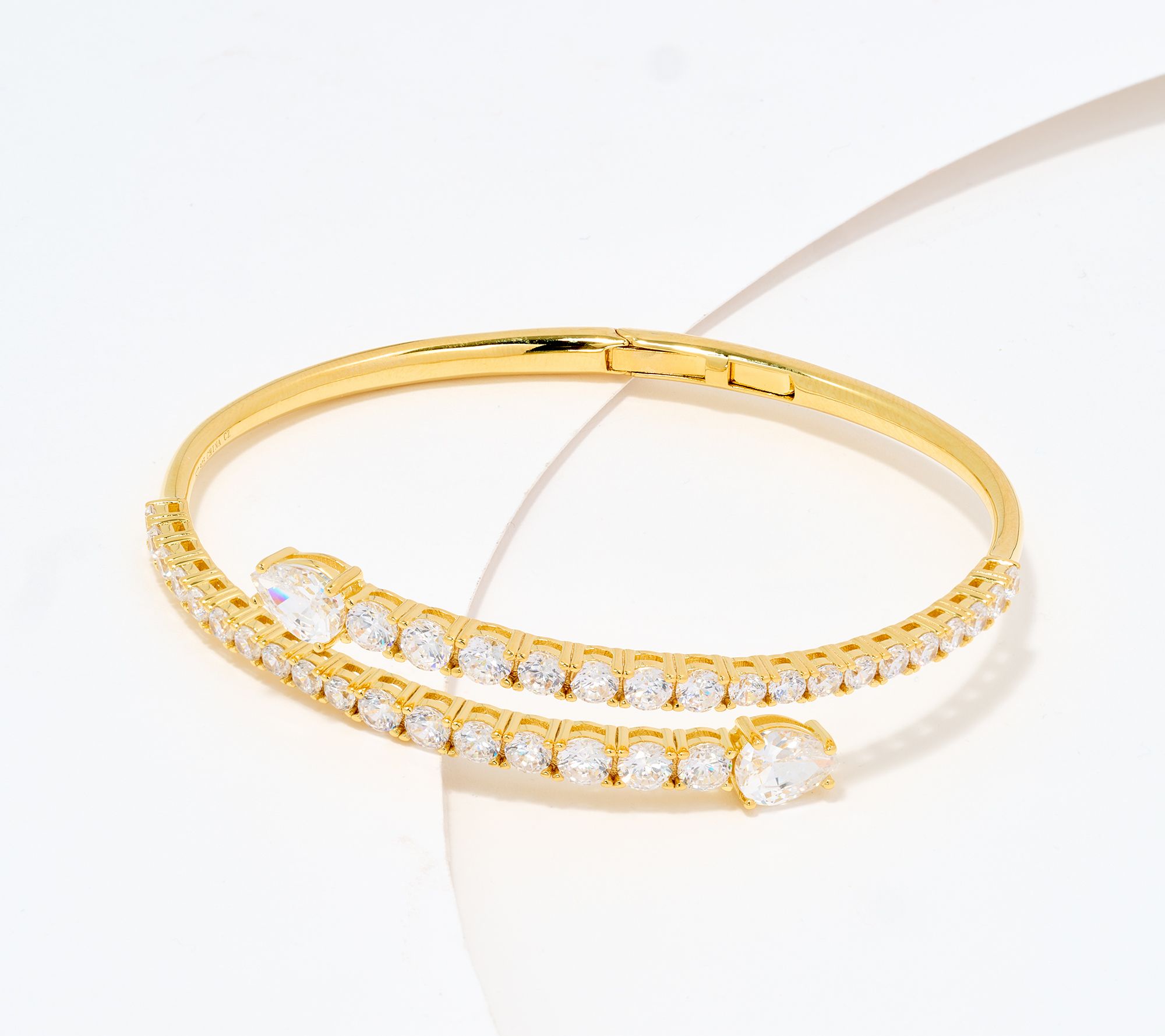 "As Is" Diamonique Graduated Stone Hinged Bypass Cuff, SS