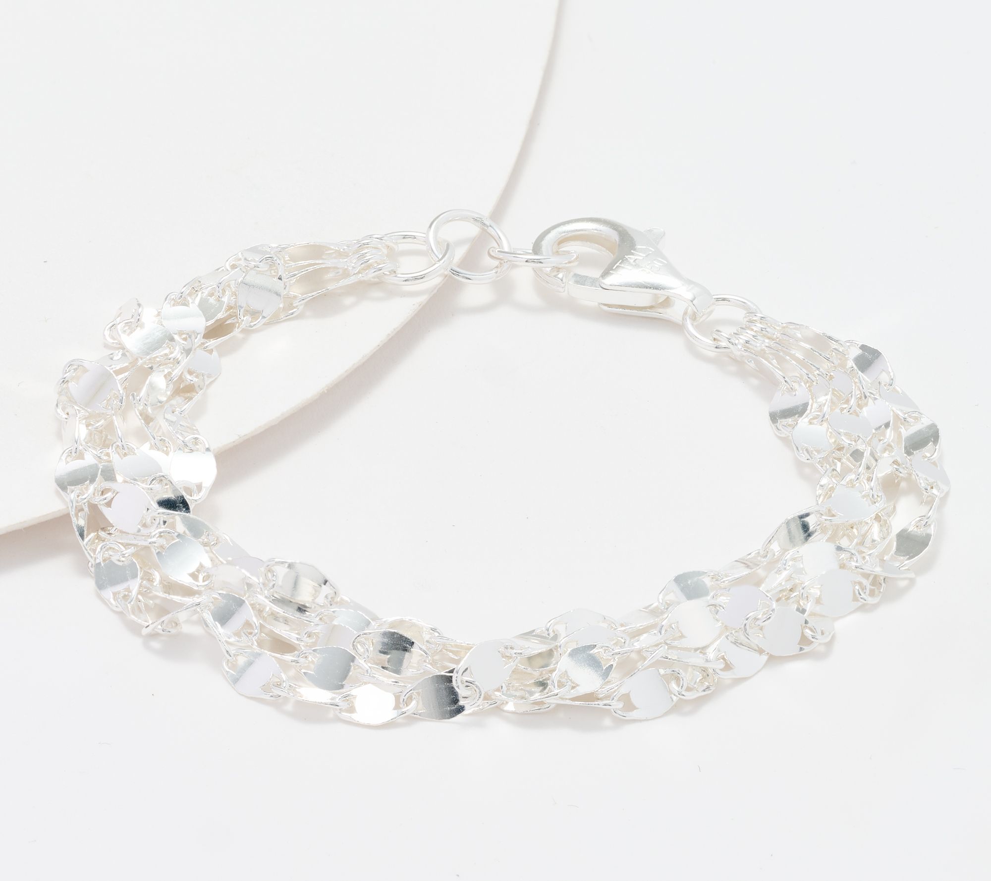 UltraFine 950 Silver Multi-Row Mirror Link Bracelet