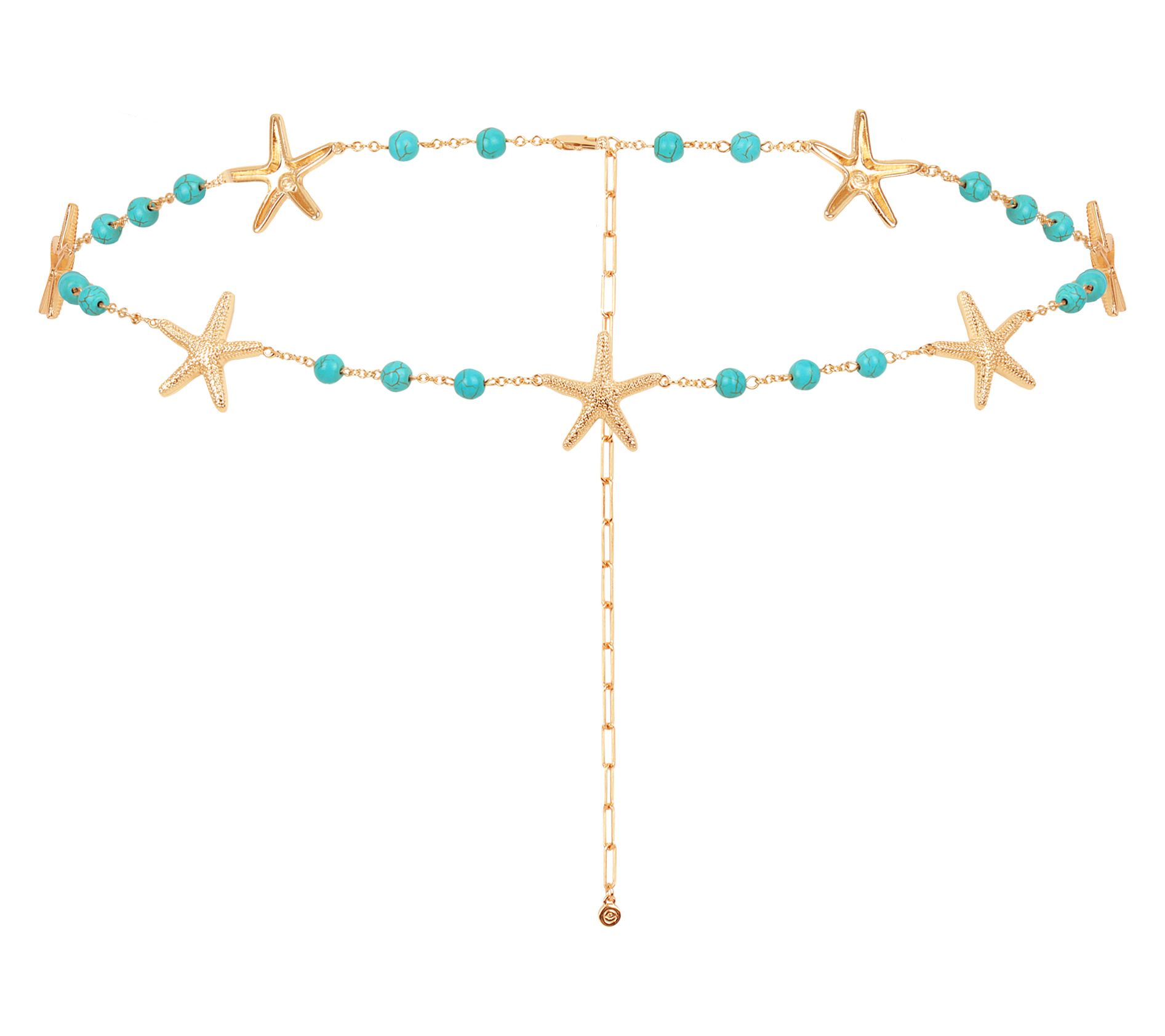 Ettika Starfish Reconstituted Turquoise Bead Waist Chain