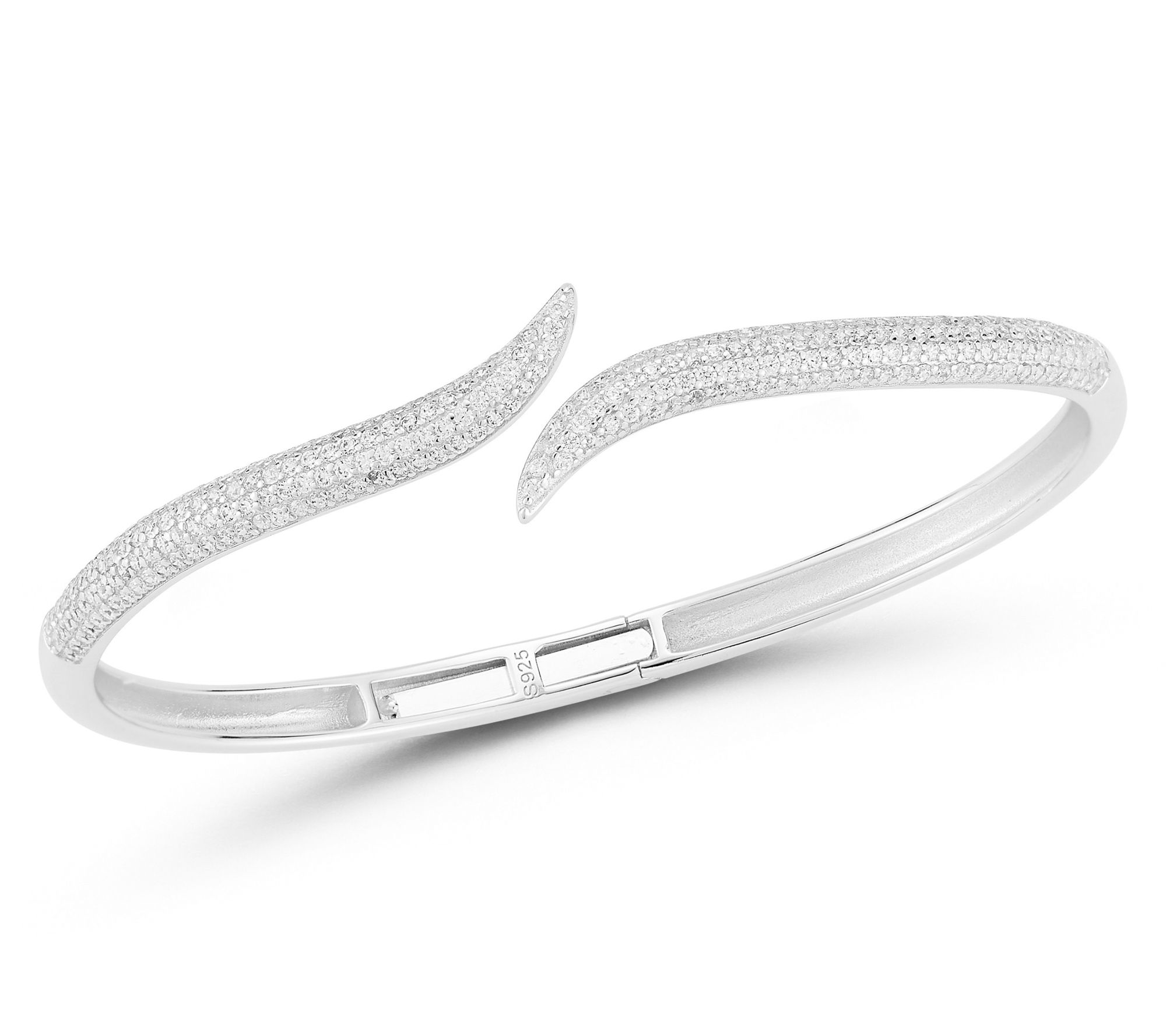 Rachel Zoe Pave Wave Hinged Cu ff, Sterling Si lver