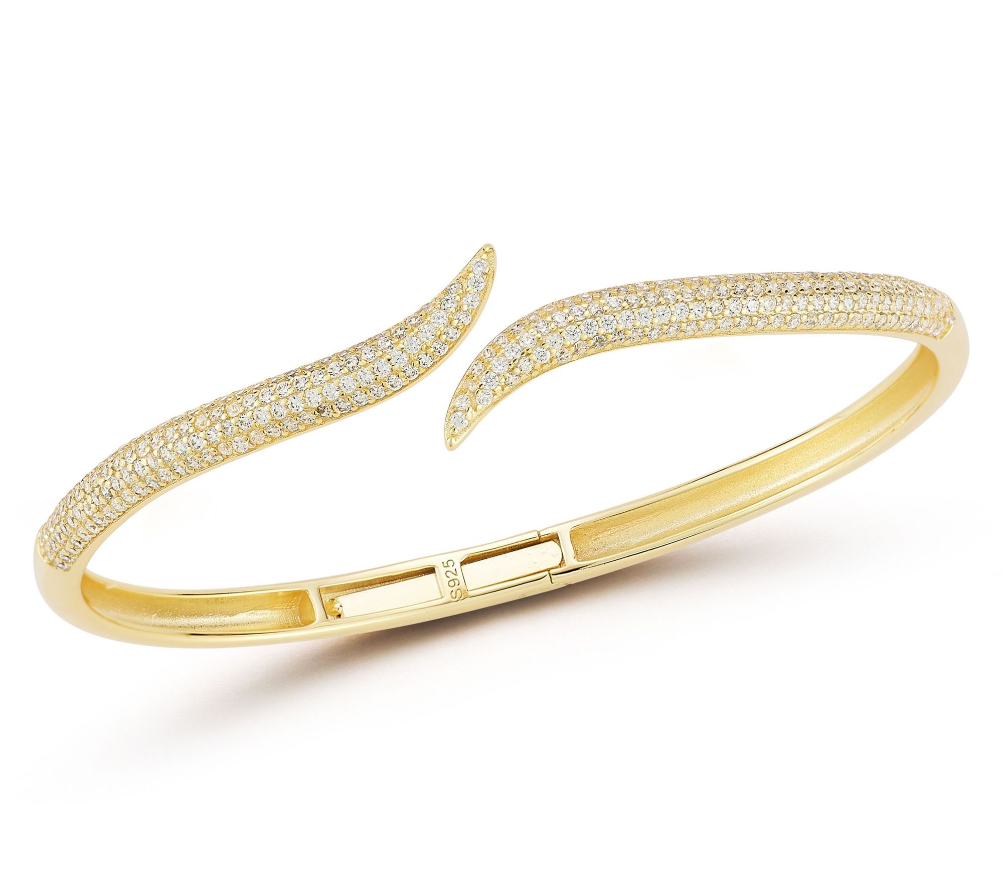 Rachel Zoe Pave Wave Hinged Cu ff, Sterling Si lver