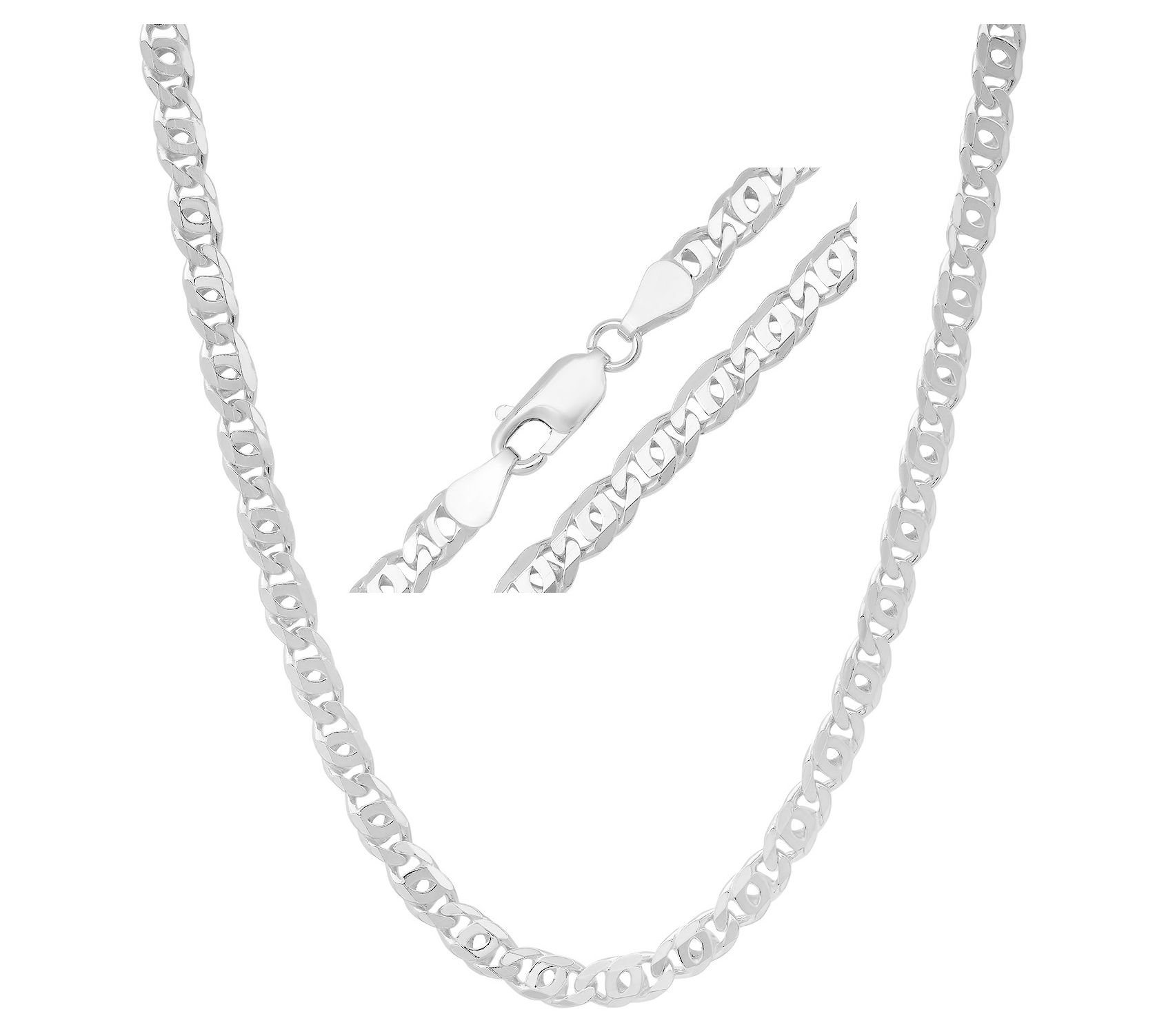 Italian Silver Mens Tiger Eye Link Chain Necklace, Sterling