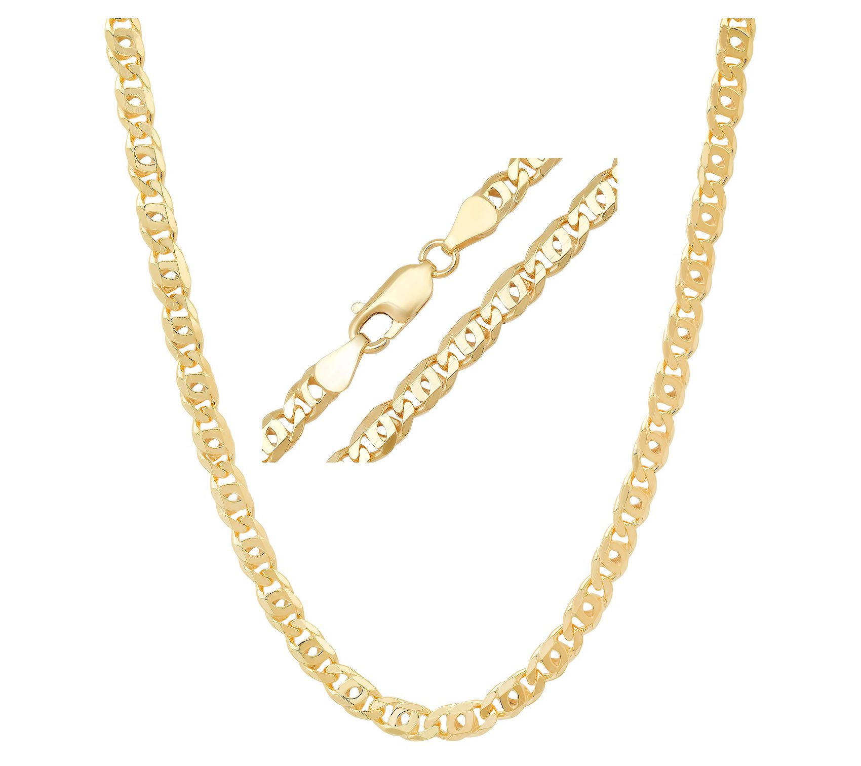 Italian Silver Mens Tiger Eye Link Chain Necklace, Sterling
