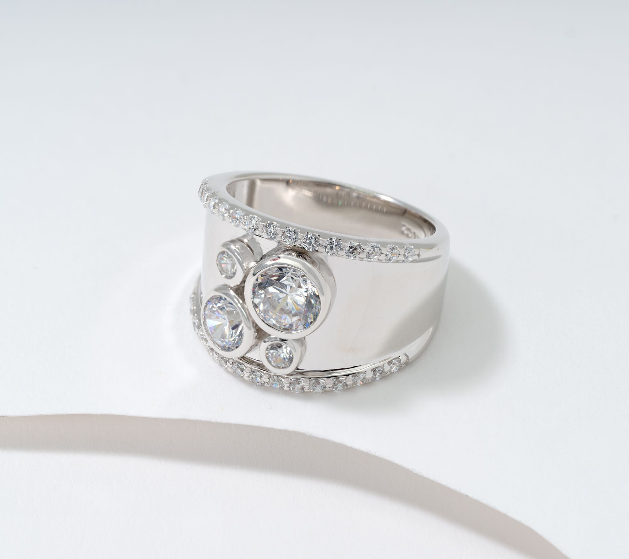 Diamonique x Jennifer Miller Cluster Band Mixed Setting Ring, Sterl