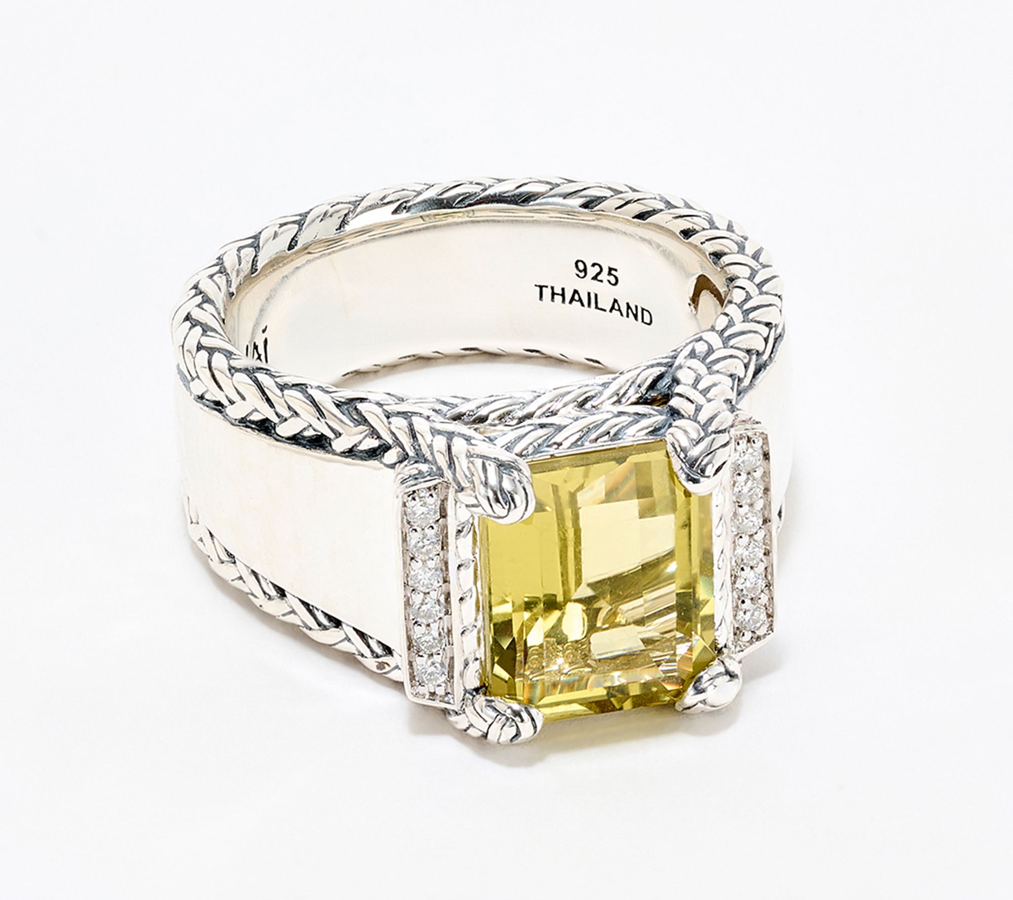 JAI Sterling Silver Legacy Woven Gemstone and Diamond Ring