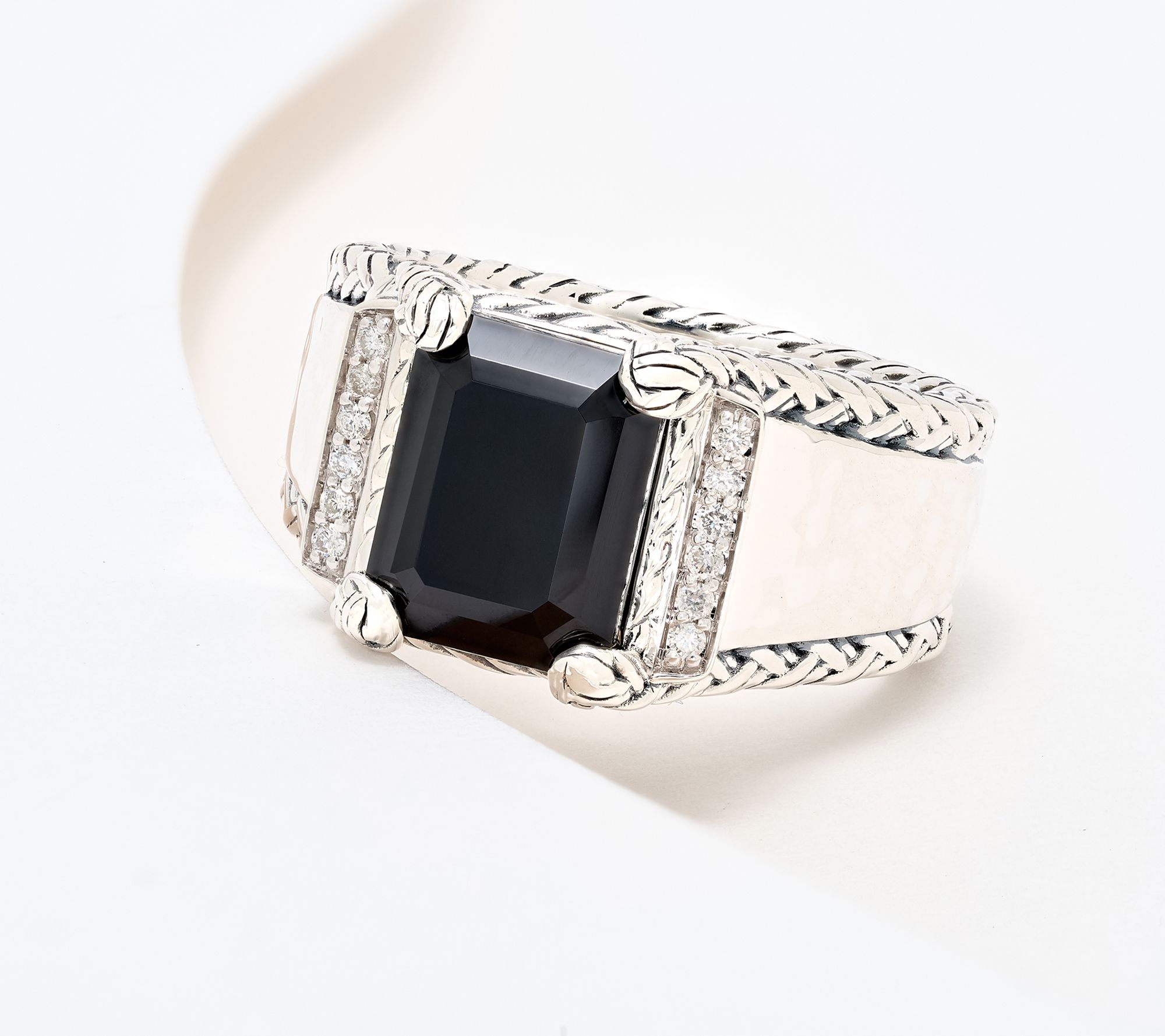 JAI Sterling Silver Legacy Woven Gemstone and Diamond Ring