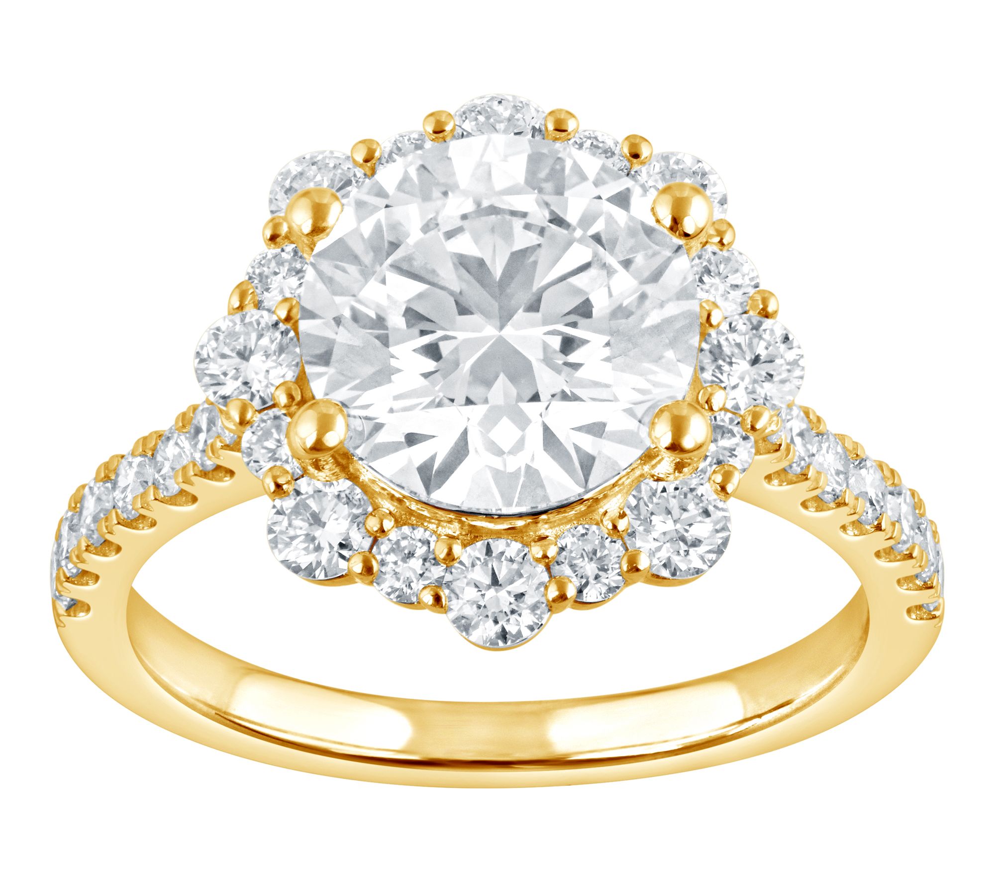 Fire Light 3.45 cttw Lab Grown Diamond Halo Ring, 14K Gold